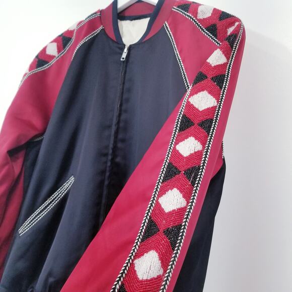 & Other Stories Sateen Beaded Embroidered Bomber Jacket - Picture 5 of 16